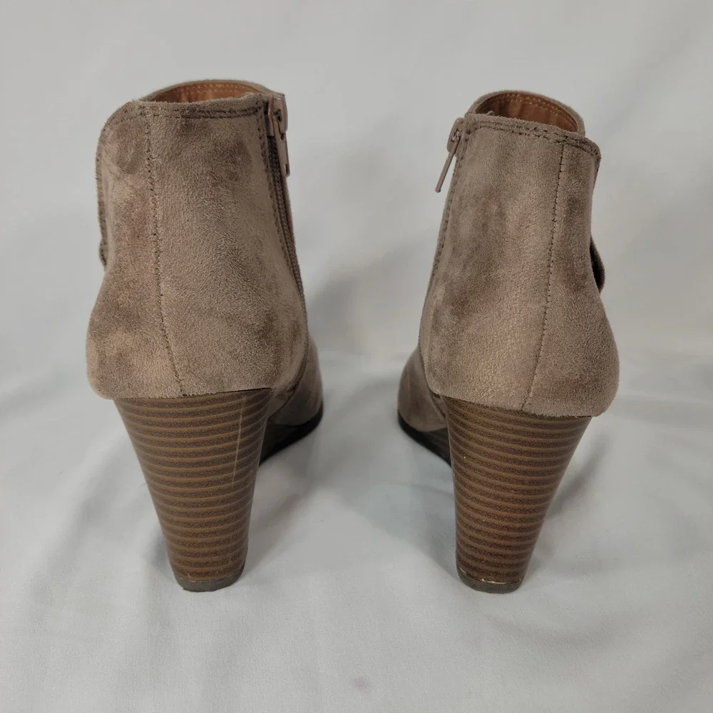Soda Wedge Bootie Women 7 Tan Faux Suede Ankle Boots Fall Fairy Grunge Boho Chic